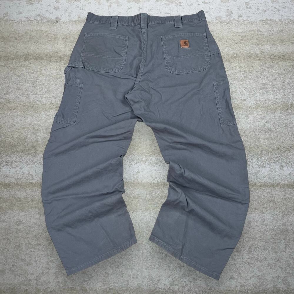 Vintage 90s Carhartt Carpenter Pants 38x30 Baggy Wide Leg Fit Grey Dungarees